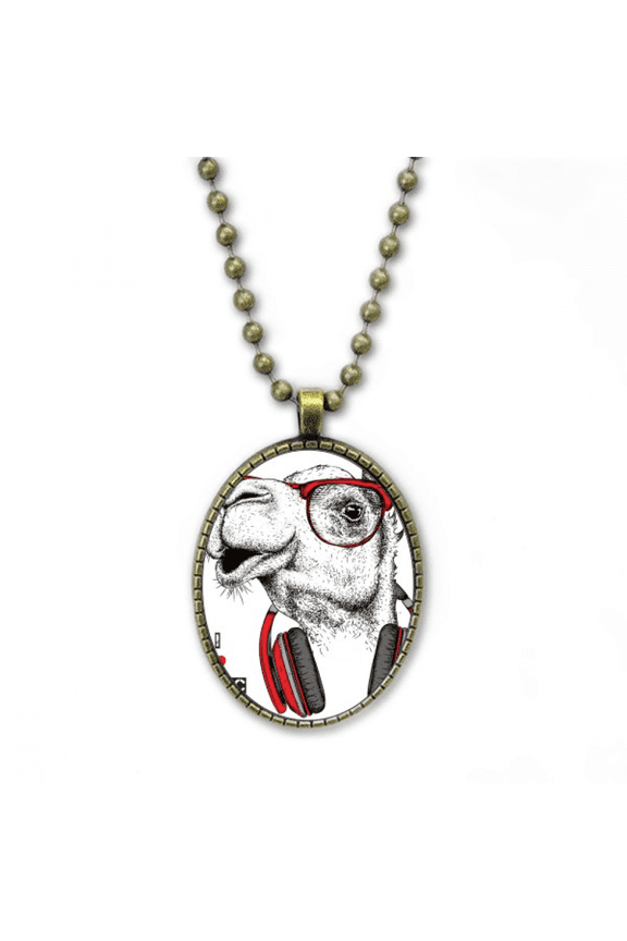 camel headset rock music painting necklace vintage chain bead pendant jewelry collection