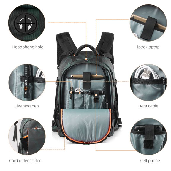 camera laptop backpack Backpack Multi-functional Camera Backpack SLR/DSLR Camera Bag 23L Large Capacity Water-proof Photography Bag with 14 Inch Laptop Compartment Rain Cover for Women Men