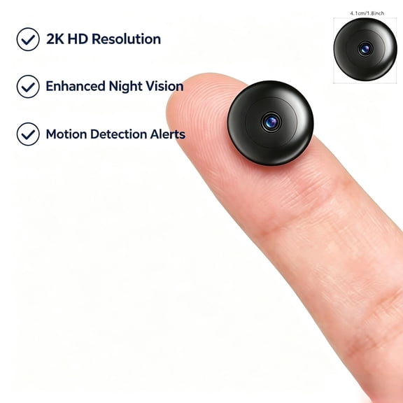 Discreet 4K HD Mini WiFi Camera, Nanny Cam with Night Vision & Motion Detection, Remote View Security Cam for Nursery, Kids Room, Elderly Care & Home Safety