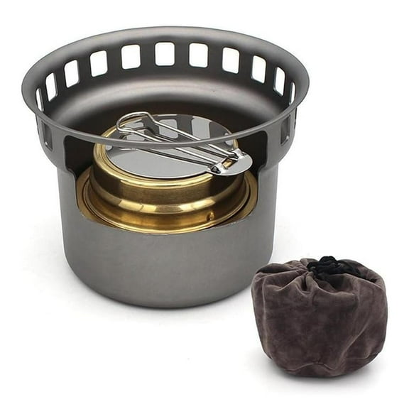 camping alcohol stove, Titanium Alcohol Stove Spirit Burner Outdoor Wood with Stands Brackets Camping Multi-Fuels Ultralight Backpacking