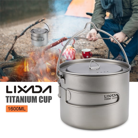 camping titanium pot& Lixada 900ml Cup Pot Portable Cup with Lid and Foldable Handle Outdoor Camping Hiking Backpacking