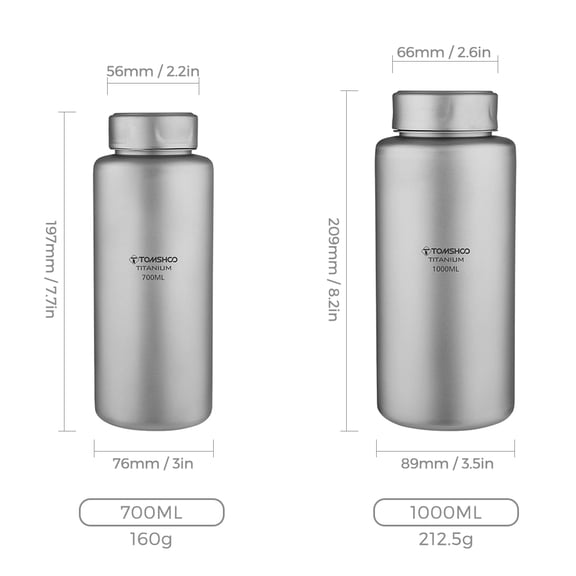 camping water bottle Titanium TOMSHOO Titanium Water Bottle 1L Lightweight Sport Water Bottle for Outdoor Camping Hiking Backpacking