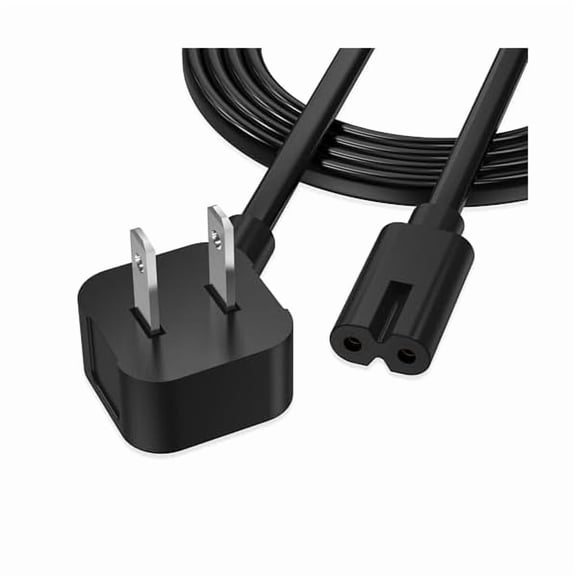can 10ft AC Power Cord for Xbox One X/S, Xbox Series X/S, PS5 PS4 PS3 Slim Consoles Replacement, 90 Degree Angled 18AWG ETL Listed 2-Prong Power Supply Cable, Black