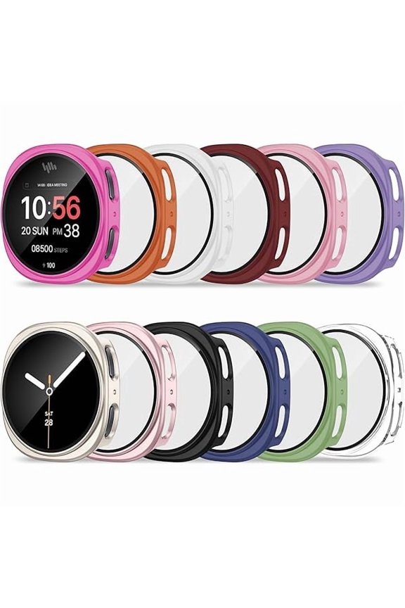 can 12 Pack Case for Samsung Galaxy Watch 8 40mm with Tempered Glass Screen Protector, Hard PC Scratch Resistant Protective Cover Compatible with Galaxy Watch 8 40mm