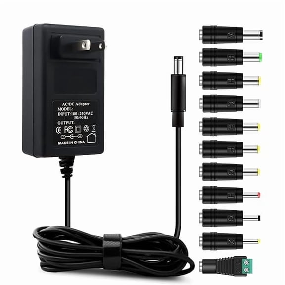 can 12V 3A AC Adapter Power Supply Charger [12 Volts 3 Amps Regulated Switching Power] with 11 Interchangeable DC Plug for 500mA 600mA 700mA 800mA 900mA 1000mA 1500mA 2000mA 2500mA 3000mA Equipment