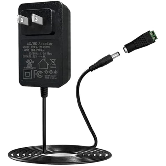 can 12V 3A LED Power Supply AC 100-240V 50-60hz to DC 12V Power Adapter Max 36W Transformer Converter with 5.5mm x 2.1mm Plug Connector, AC Adapter for LED Strip Light CCTV Camera GPS LCD Monitor