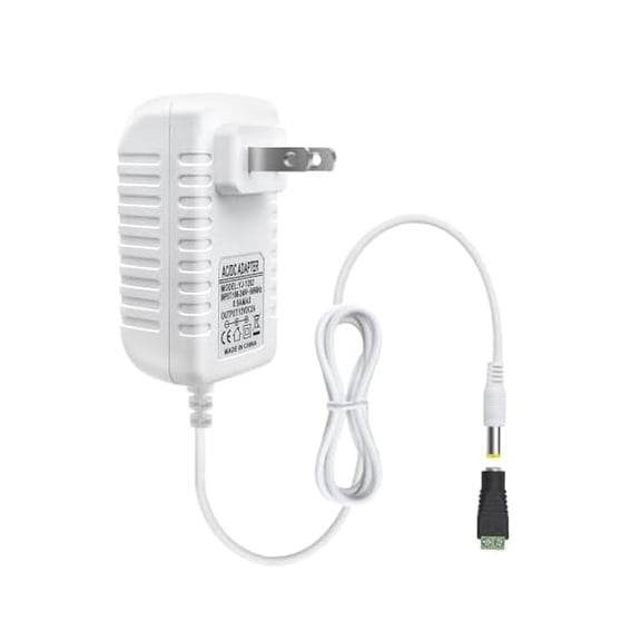 can 12V Power Supply, 12 Volt 2A 24W DC Power Supply, White LED Power Adapter, AC 110V to 12V Wall Mounted Transformer Plug for LED Strip Lights with 5.5/2.1 DC Female Connector