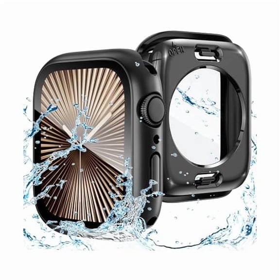 can 2 in 1 Waterproof Case Compatible for Apple Watch Series 11/10 Screen Protector 46mm, 360 Protective Glass Face Cover Hard PC Bumper + Back Frame for iWatch Accessories 46 mm