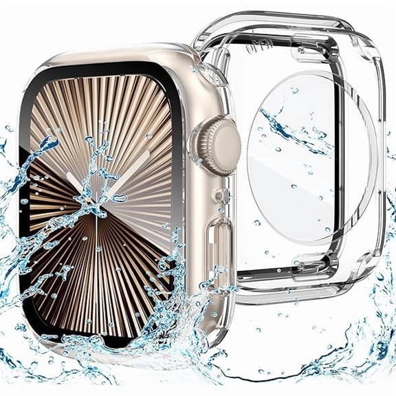 can 2 in 1 Waterproof Case Compatible for Apple Watch Series 11/10 Screen Protector 46mm, 360 Protective Glass Face Cover Hard PC Bumper + Back Frame for iWatch Accessories 46 mm