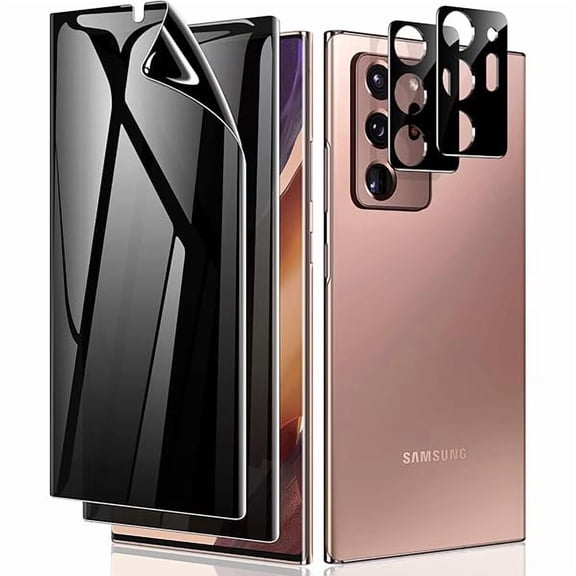 can [2+2 Pack for Samsung Note 20 Ultra Privacy Screen Protector, [Support Fingerprint ID] Anti-Spy Black Full Adhesive Flexible Film + Camera Lens Glass Protector for Galaxy Note 20 Ultra