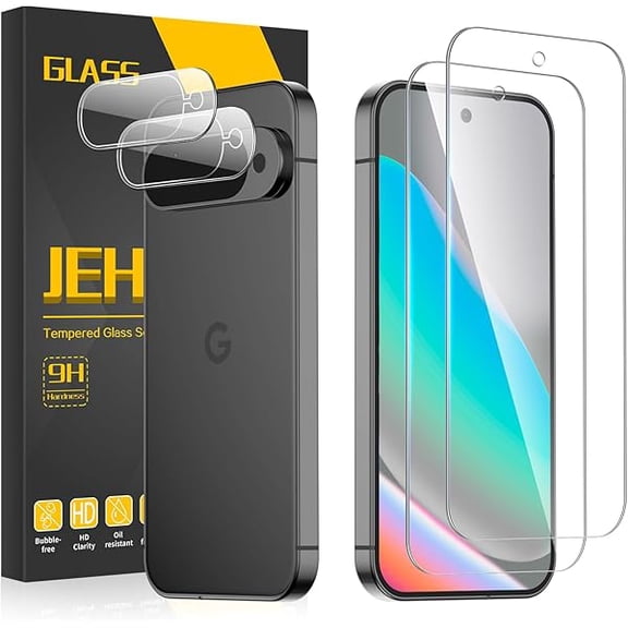 can [2+2 Pack] Screen Protector for Google Pixel 10 + Camera Lens Protector, 3D Full Coverage, 9H Tempered Glass, Fingerprint Unlocking, Bubble Free
