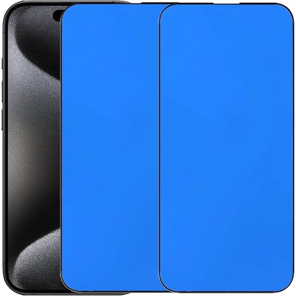 can 2 Pack Anti-Blue Tempered Glass Mirror Screen Protector Film for iPhone 15 Pro Max, 6.7 inch 9H Hardness Anti-scratch Full Covered (Blue)
