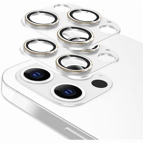 can [2 Pack] Camera Lens Protector Compatible for iPhone 13 Pro / 13 Pro Max Metal Plus Tempered Glass Camera Cover Support LIDAR Scanner, Anti-Explosion for iPhone 13 Pro Max /13 Pro Silver Gold