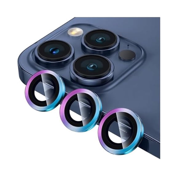 can 2 Pack Camera Lens Protector for iPhone 14 Pro/iPhone 14 Pro Max/iPhone 15 Pro/iPhone 15 Pro Max,9H Tempered Glass Scratch Resistant Metal Ring Camera Cover Accessories,Color