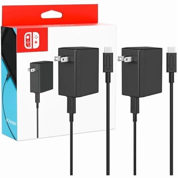 can 2-Pack Charger for Nintendo Switch, 45W AC Adapter Fast Charging with 2-Pack 5ft Detachable USB C Cable, Compatible with Switch/OLED/Lite, Steam Deck, Support TV Mode, Original Quality