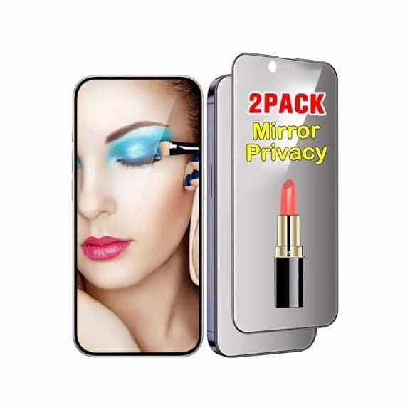 can 2 Pack Mirror Screen Protector for iPhone 14 and iPhone 13/13 Pro Tempered Glass Mirrored Effect Anti-Spy Full Coverage Easy Installation Frame 9H Hardness Anti-Scratch 6.1 inch (Silver)