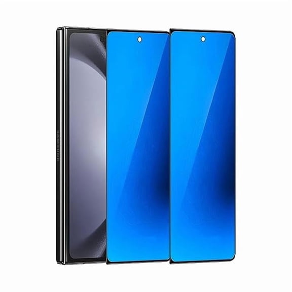 can 2 Pack Outer Anti-Blue Privacy Tempered Glass For Samsung Galaxy Z Fold 5 / Z Fold 4 Front Mirror Anti-Spy Screen Protector Anti-Peeping Full Covered Film Electroplated Blue