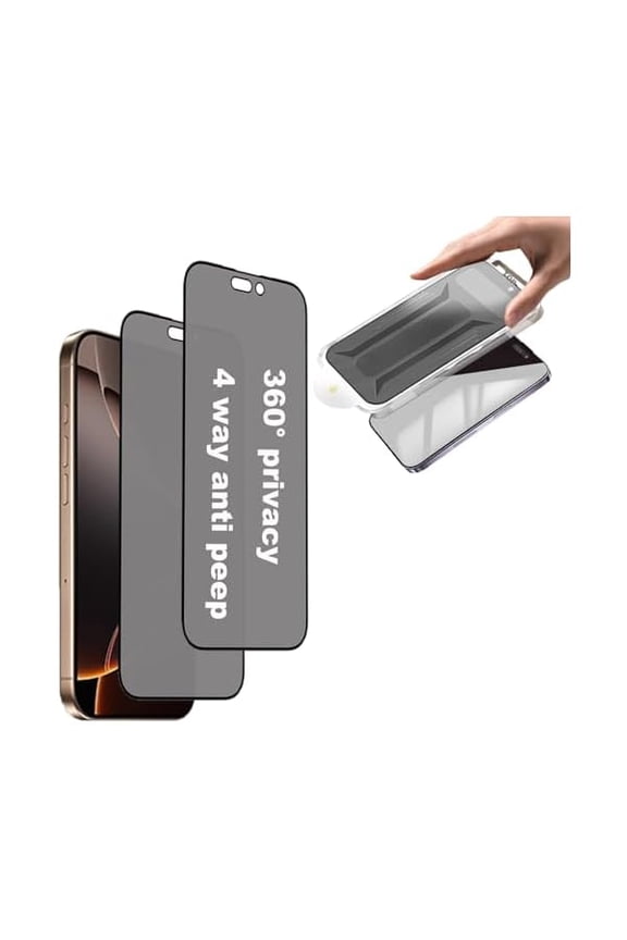 can 2 Pack Privacy Matte Screen Protector for iPhone 16 Plus/iPhone 15 Plus 6.7inch, 4-Way 360 Anti-Spy Anti Glare Tempered Glass, Auto Alignment Easy Installation Kit