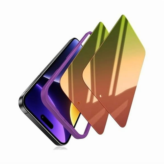 can (2 Pack) Privacy Screen Protector Compatible for iPhone 16 Pro Max Tempered Glass - Red to Green Gradient/Shatterproof/Anti-Scratch/Mirror Finish/Blue Light Blocking/Touch-Sensitive/Bubble-Free
