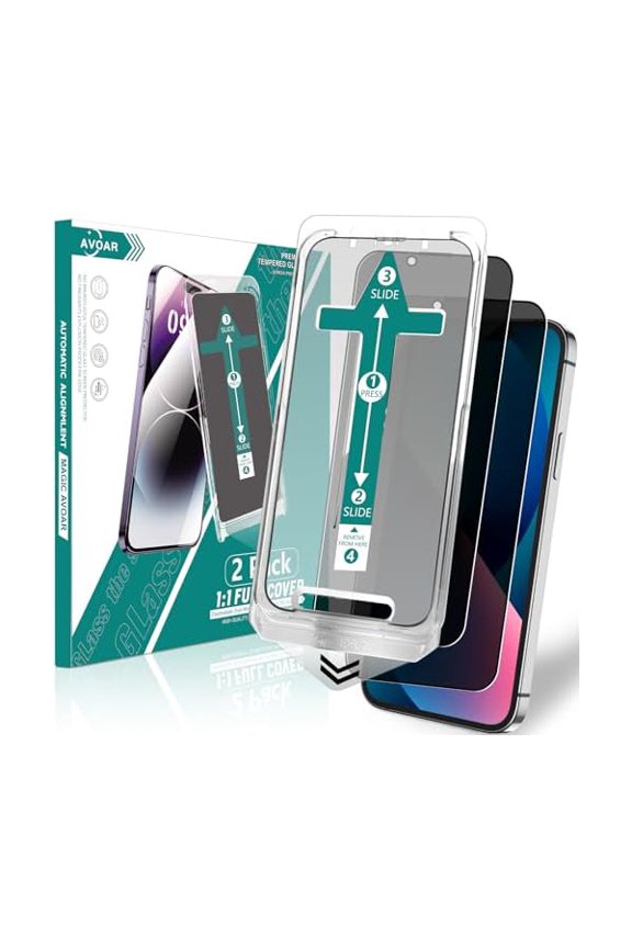 can 2 Pack Privacy Screen Protector for iPhone 14/13 / 13 Pro, [Auto-Alignment Kit] 6.1 Inch Tempered Full Screen Glass, Auto Dust-Elimination Installation, Anti-Spy, Bubble Free, Case Friendly