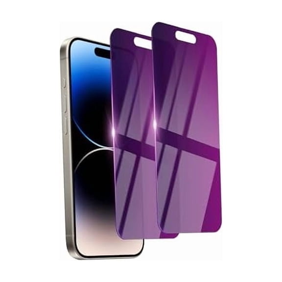 can 2 Pack Privacy Screen Protector for iPhone 14 Pro Tempered Glass 6.1inch Private Saver Purple Anti-Blue Light Anti-Scratch Full Eye Protection Coverage