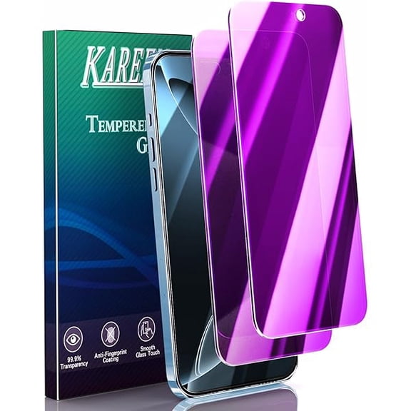can 2 Pack Privacy Screen Protector for iPhone 15 Plus 6.7-Inch Tempered Glass, Private Saver Purple Gradient Anti Blue Light Eye Protection Anti-Scratch Full Coverage