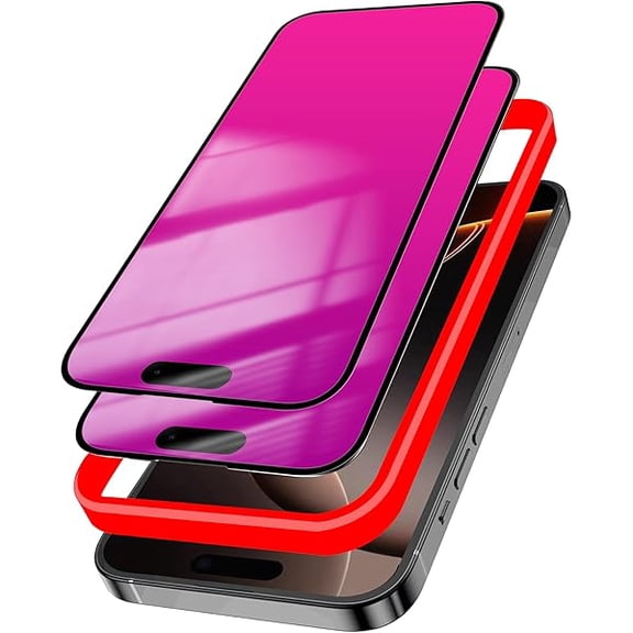 can 2 Pack Privacy Screen Protector for iPhone 16 Pro Tempered Glass for iPhone16Pro 25 Degree Anti-Spy Anti-Blue Light Eye Protection with Installation Frame (6.3 inch Pink)