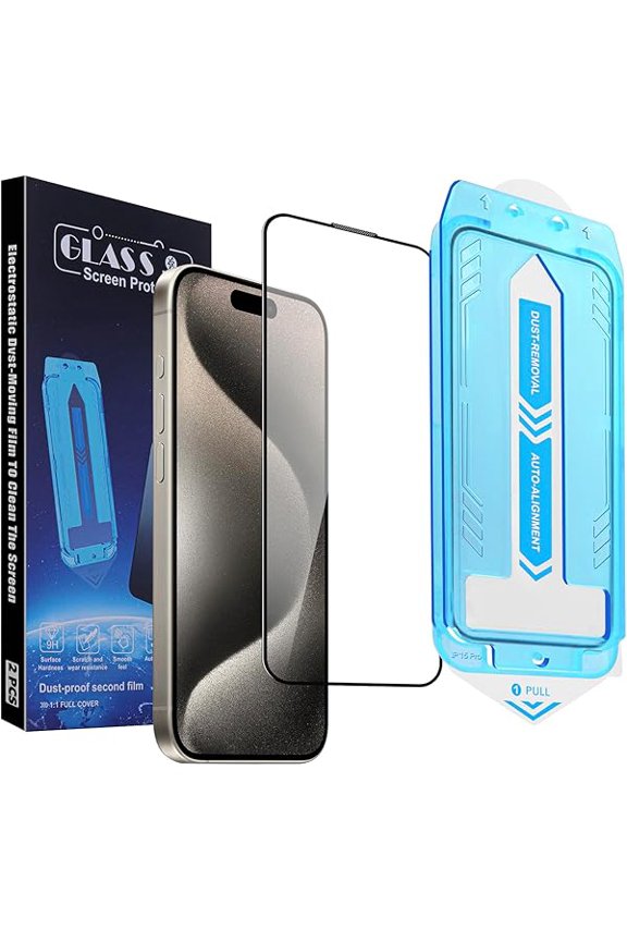 can 2-Pack Screen Protector for iPhone 15 Pro 6.1-inch,9H Tempered Glass, High Definition Clear, Full Coverage, Anti-Fingerprint, Auto Dust-Elimination, No Bubble, Easy Installation