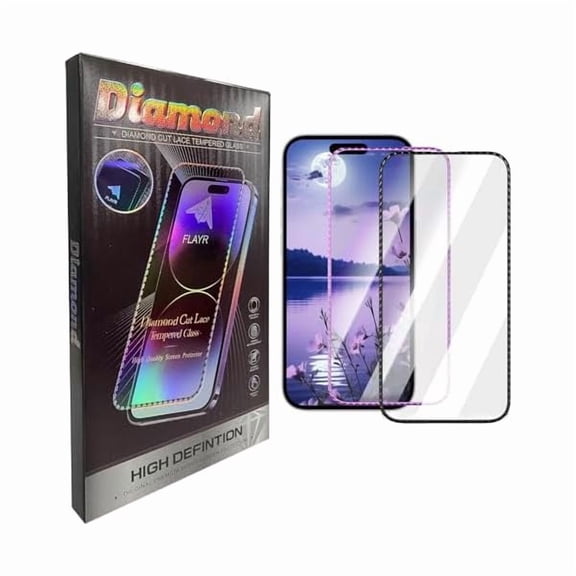 can 2 Pack Screen Protector for iPhone 16 Pro [6.3 inch],Diamond Glitter Bling Tempered Glass Film,[9H Hardness] Military Grade Shatterproof,HD Clear,Easy Installation,Bubble Free(1*Purple+1*Black)