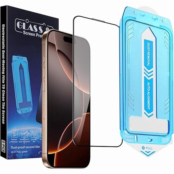 can 2-Pack Screen Protector for iPhone 16 Pro Max 6.9-inch,9H Tempered Glass, High Definition Clear, Full Coverage, Anti-Fingerprint, Auto Dust-Elimination, No Bubble, Easy Installation
