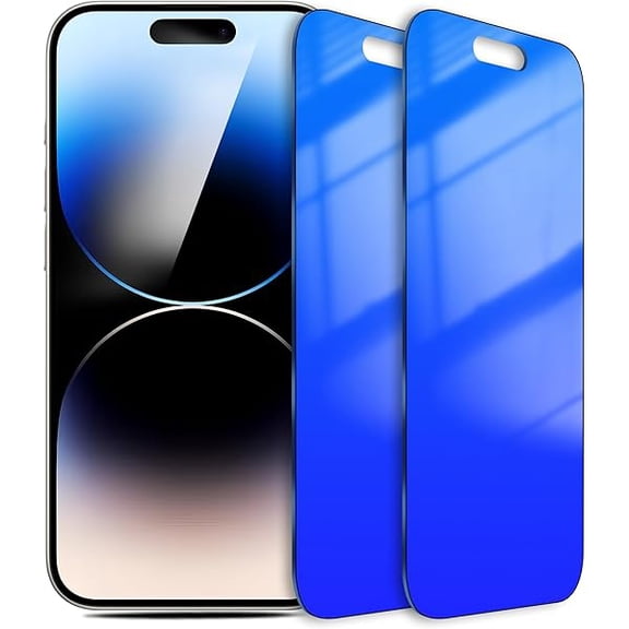 can 2 Pack for iPhone 15 Privacy Screen Protector for iPhone 14 Pro , 25 Degree Anti Spy Anti-Blue Light Tempered Glass Blue Gradient with Easy Installation Shatterproof Case Friendly (6.1 inch Blue)