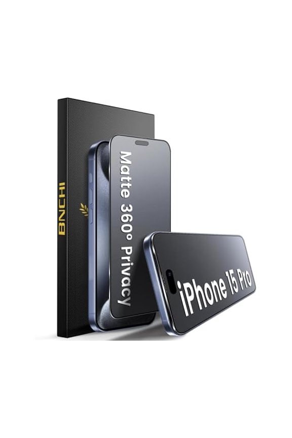 can 2 Pack for iPhone 15 Pro 360 Privacy Matte Screen Protector, Horizontal and Vertical All Around Anti-Spy 9H Tempered Glass Film, Anti-Glare, Smooth as Silk, Scratch Resistant