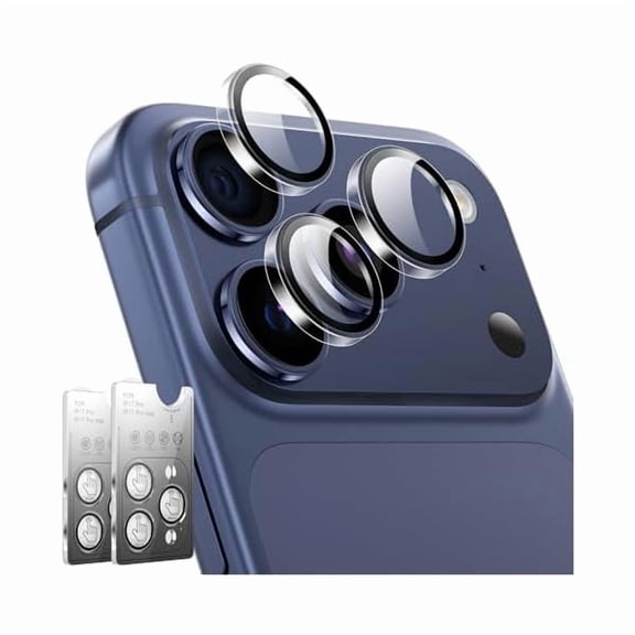 can 2 Pack for iPhone 17 Pro/17 Pro Max Camera Lens Protector [Top 9H+ Military Grade Shatterproof] One-Click Installation, Ultra-Tough HD, Individual Lens Protectors Scratch-resistant, Clear