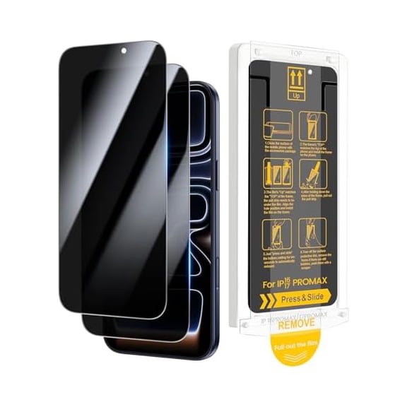 can for 2 Pack iPhone 17 Pro Max/iPhone 16 Pro Max Privacy Screen Protector, Easy Installation with Pull Strip Alignment Frame, Bubble-Free Tempered Glass Film for 16 Pro Max / 17 Pro Max 6.9 inch