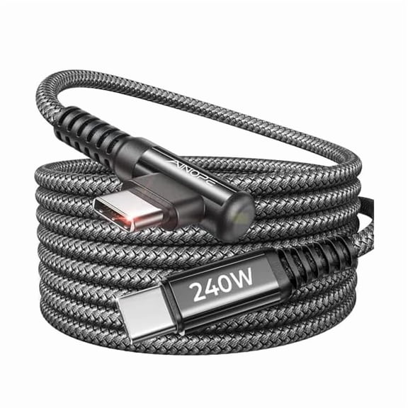can 240W USB C to USB C Cable Fast Charging 15FT,Right Angle Fast Type C Charging Cable Fits iPhone 16 Pro Max Plus,iPhone 15,MacBook Air/Pro,iPad Pro,Samsung,Pixel,All Devices, Black, 1 Pack