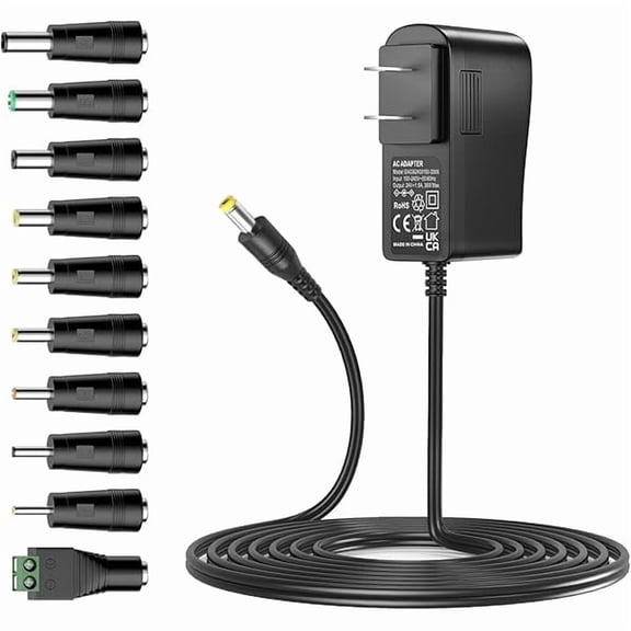 can 24V 1.5A AC Power Supply Adapter 100-240V AC to DC 5.5mm x 2.1mm, Replacement 24Volts 1A 0.5A Power Cord Charger for Fan Router Speaker LED Strip Lights CCTV Camera Massage Gun 1500mAh