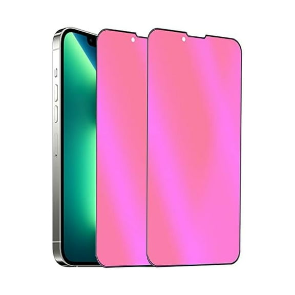 can 2PCS Anti-Blue Privacy Tempered Glass Mirror Anti-Spy Screen Protector Anti-Peeping Film Compatible with iPhone 13/13 Pro,6.1 inch Electroplated Colorful