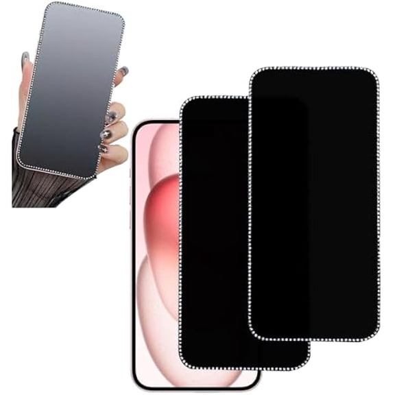 can 2PCS Glitter Privacy Matte Screen Protector suit for iPhone 16/iPhone 15/ iPhone 14 Pro,Diamond Anti-Spy Bling Shiny Sparkling Tempered Glass Suit for iPhone 16/iPhone 15/ iPhone 14 Pro 6.1Inch