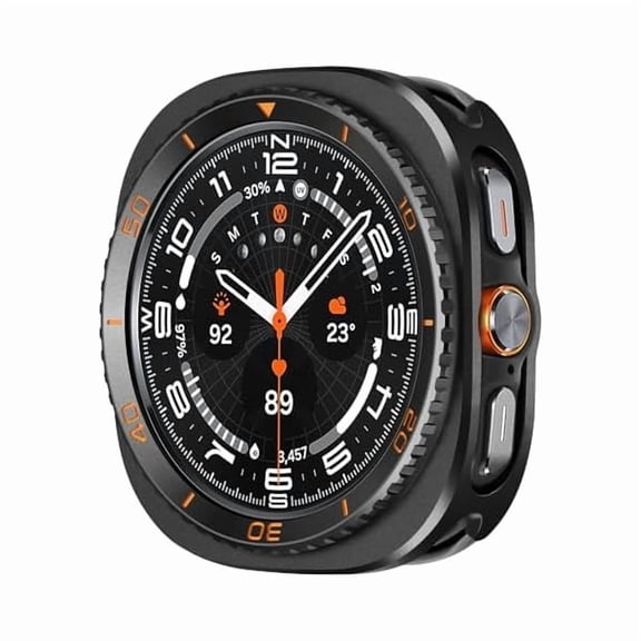 can 3 in 1 Metal Case for Samsung Galaxy Watch Ultra Case (2025/2024) 47mm with Screen Protector, Rugged Bumper Scratch Resistant Protection Cover for Galaxy Watch 7/8 Ultra, Numeric-Black/Orange