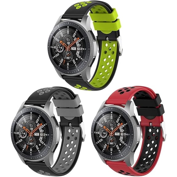 can 3 Pack 22mm Watchbands Compatible with Samsung Galaxy Watch 46mm SM-R800 R800/Galaxy Watch 3 45mm R840/Gear S3 Classic and Frontier,Soft Silicone Sport Watch Band for Men Women (GGB, 22mm)