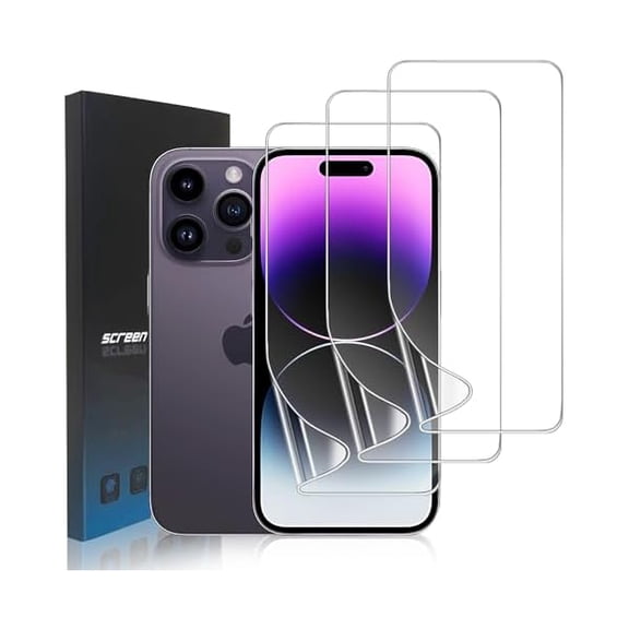 can 3 Pack Hydrogel Film Screen Protector for iPhone 14 Pro, Transparent Soft TPU Screen Protector for iPhone 14 Pro 6.1", Anti-Bubble, Scratch Resistant, Easy Installation, Case Friendly