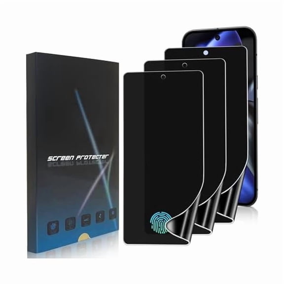 can 3 Pack Privacy Screen Protector for Google Pixel 9 [Not Glass], Anti-Spy Full Adhesive Soft Flexible TPU Film for Google Pixel 9,3D Curve Fit,[Support Fingerprint Reader][Scratch Resistant]