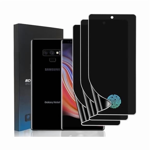 can 3 Pack Privacy Screen Protector for Samsung Galaxy Note 9 [Not Glass], Anti-Spy Full Adhesive Flexible TPU Film for Samsung Galaxy Note 9, 3D Curve Fit, Anti-Scratch, Support Fingerprint Reader