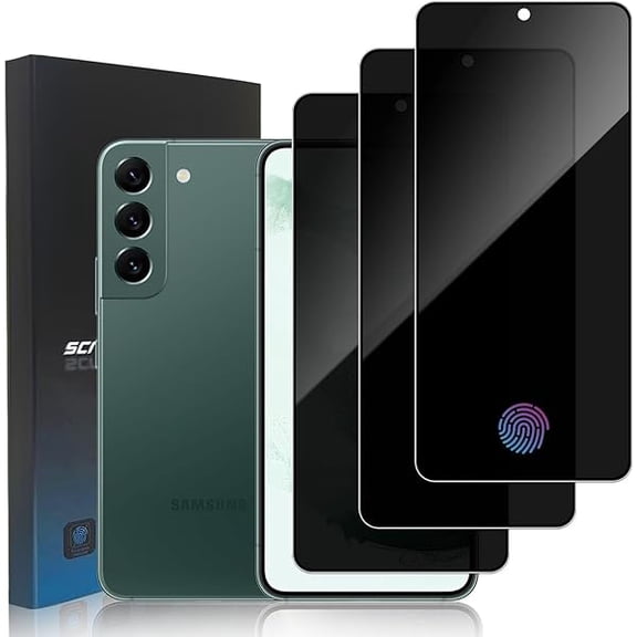 can 3 Pack Privacy Screen Protector for Samsung Galaxy S22, 9H Hardness Tempered Glass Protective Film for Galaxy S22 5G 6.1 Inch, Support Fingerprint Unlock, Anti-Fingerprint, Anti-Oil
