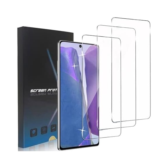 can 3 Pack Screen Protector for Samsung Galaxy Note 20, HD-Clear 9H Hardness Tempered Glass Protective Film for Samsung Galaxy Note 20 - Support Fingerprint Unlock, Easy Installation