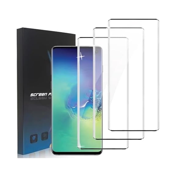 can 3 Pack Screen Protector for Samsung Galaxy S10, HD-Clear 9H Hardness Tempered Glass Protective Film for Samsung Galaxy S10 - Support Fingerprint Unlock, Easy Installation