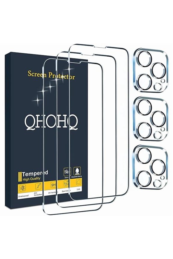 can 3 Pack Screen Protector for iPhone 13 Pro Max 6.7" with 3 Pack Tempered Glass Camera Lens Protector, Ultra HD, 9H Hardness, Scratch Resistant, Easy Install - Case Friendly