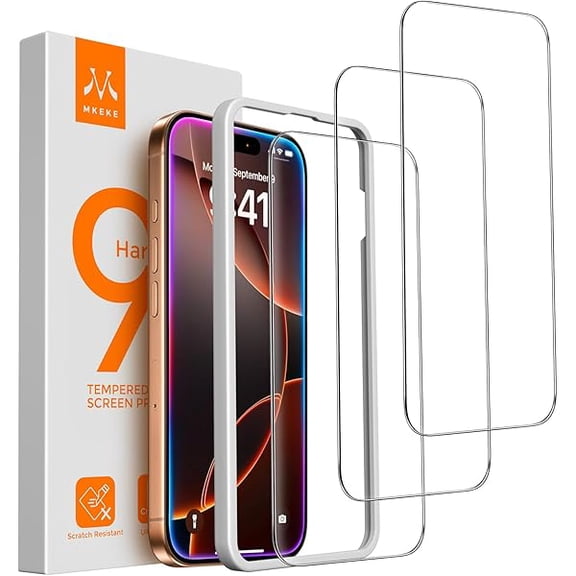 can 3 Pack Screen Protector for iPhone 16 Pro Max 6.9", [9H+ Tempered Glass] [Military-Grade Drop Protection][Easy Installation Frame] HD Clear, Anti-Scratch, Bubble Free