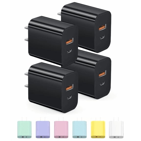 can 4 Pack Black 20W USB C Fast Charger Block, Type C Wall Charger Plug Compatible with iPhone 16 15 14 13 12 Pro Series Samsung Android Phones