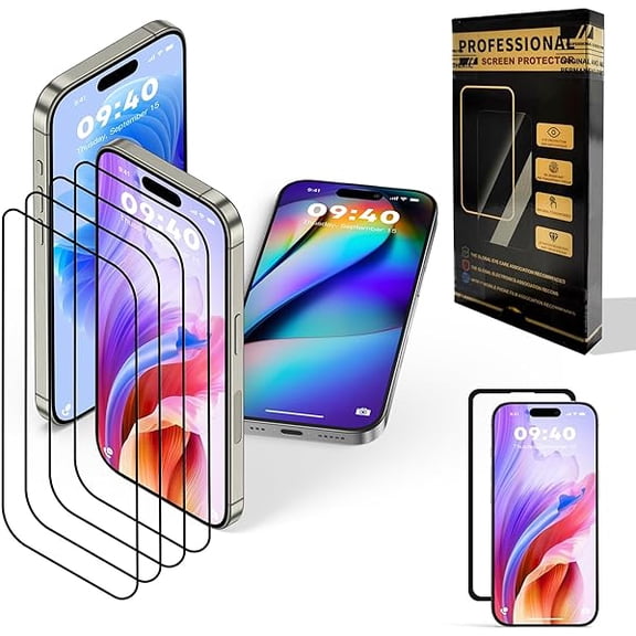 can 4 Pack for iPhone 16 Pro Max Screen Protector, Military-Grade Shatterproof, 9H Hardness, Full Coverage Tempered Glass for iPhone 16 Pro Max-6.9 inch with Install Frame